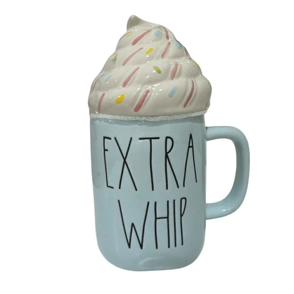 Rae Dunn Blue Mug with Whipped CreamโDesign NWT